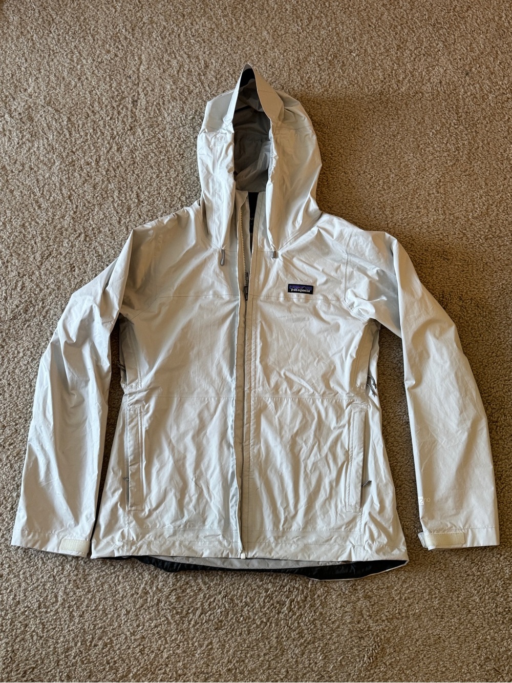 Patagonia Women's Jacket with Purple and Blue Logo Accent - Light Gray